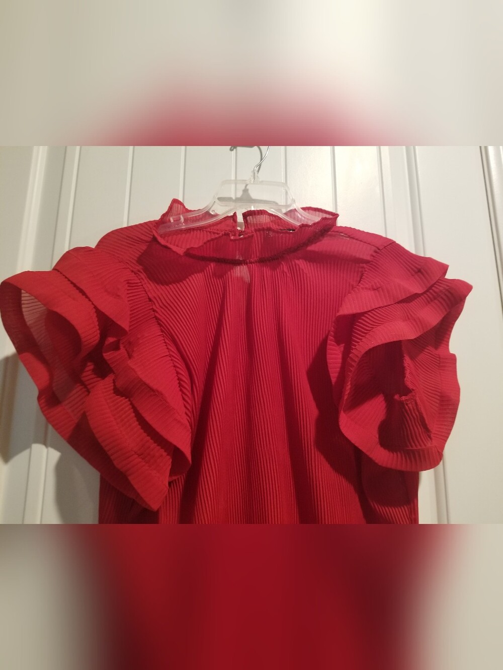 Red Blouse With Ruffle Sleeves - Picture 2 of 3